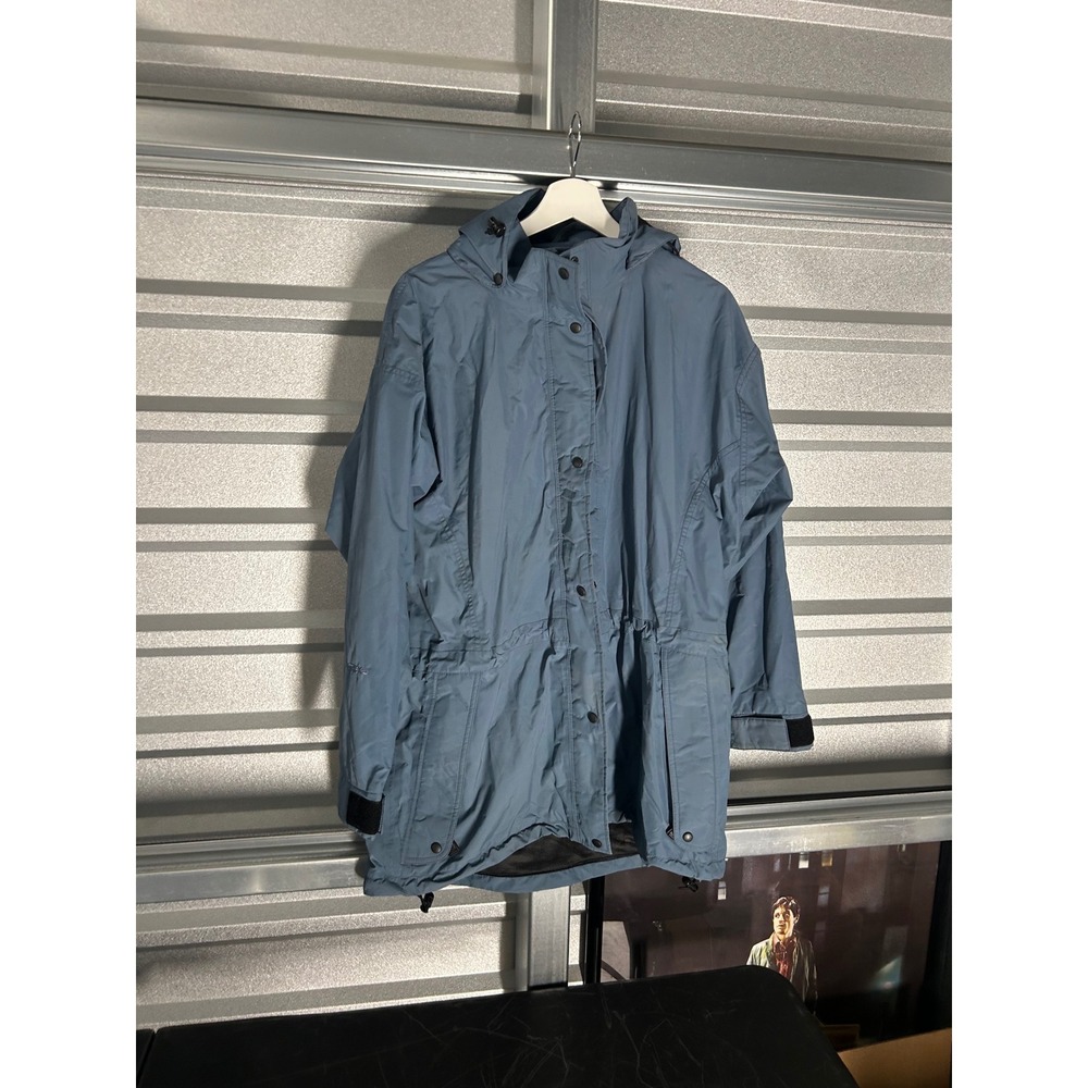 Vintage WindRiver Rain Jacket Womens Large Blue Hooded Parka Ultrex Gorpcore 90s